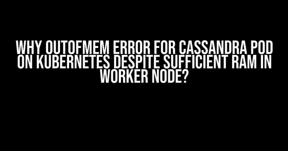 Why OutOfMem error for Cassandra pod on Kubernetes despite sufficient RAM in worker node?